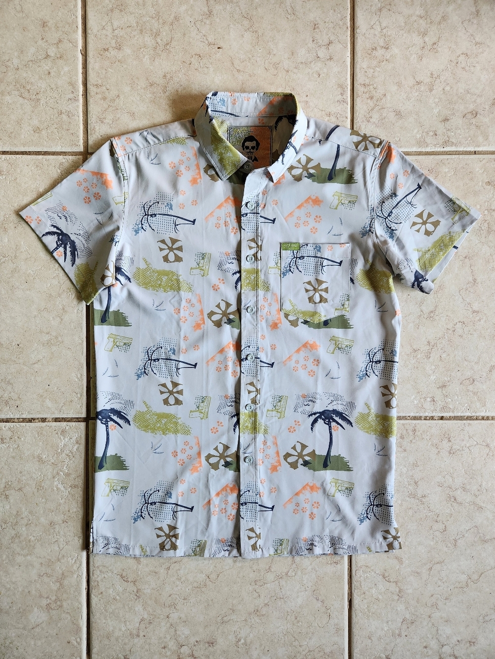 Retro Rifle "Escobar" Men’s Short Sleeve Button Down Shirt - Medium